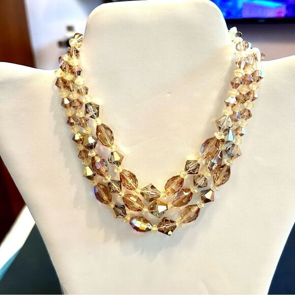 Elegant Vintage Aurora Borealis Multi-Strand Necklace - Picture 1 of 4